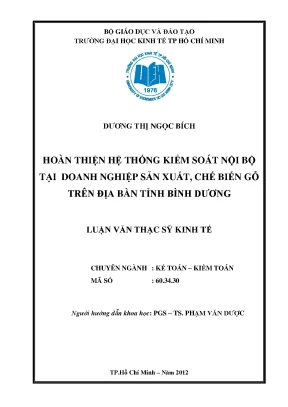 Hoàn thiện hệ thống kiểm soát nội bộ tại doanh nghiệp