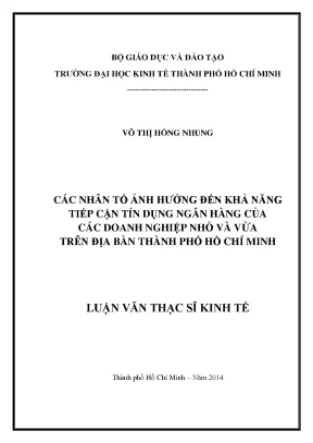 Những Nhân Tố Ảnh Hưởng Đến Khả Năng Tiếp Cận Tín Dụng