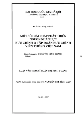 Giải pháp phát triển nguồn nhân lực bưu chính tại VNPT