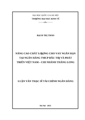 Nâng cao chất lượng cho vay ngắn hạn tại BIDV Thăng Long