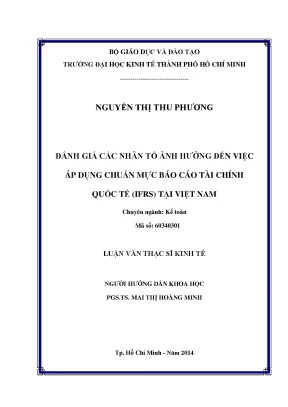 Đánh Giá Nhân Tố Ảnh Hưởng Đến Áp Dụng IFRS Tại Việt Nam