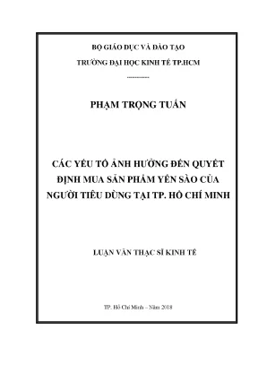 Quyết định mua yến sào & các yếu tố ảnh hưởng (Luận văn)