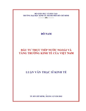 Luận văn thạc sĩ: FDI và tăng trưởng kinh tế Việt Nam