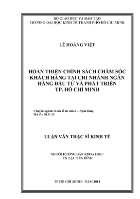 Hoàn thiện chính sách chăm sóc khách hàng tại BIDV TP.