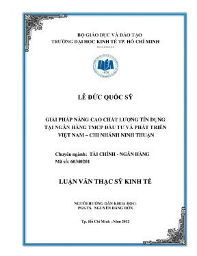Giải pháp nâng cao chất lượng tín dụng tại BIDV Ninh Thuận