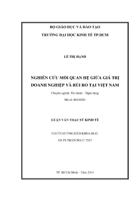 Nghiên cứu mối quan hệ giữa giá trị doanh nghiệp và rủi