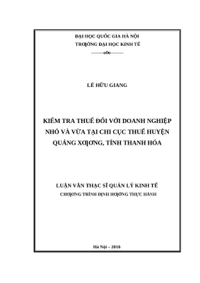 Kiểm tra thuế DN nhỏ và vừa tại Quảng Xương, Thanh Hóa
