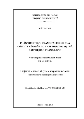 Phân Tích Tài Chính Công Ty Cổ Phần Du Lịch Thương Mại