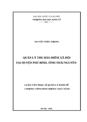 Luận văn: Quản lý thu BHXH tại huyện Phú Bình, Thái Nguyên
