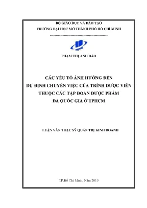 Các yếu tố ảnh hưởng đến ý định chuyển việc của trình