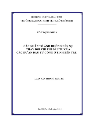 Các yếu tố ảnh hưởng đến chi phí đầu tư công tại Bến Tre