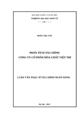 Phân Tích Tài Chính Công Ty Cổ Phần Hóa Chất Việt Trì