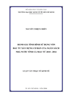Đánh Giá Sử Dụng Vốn Đầu Tư Cơ Bản Tỉnh Cà Mau (2010-2014)