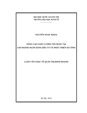 Nâng cao chất lượng tín dụng tại ngân hàng đầu tư và