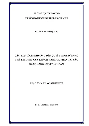 Các yếu tố ảnh hưởng đến quyết định sử dụng thẻ tín dụng