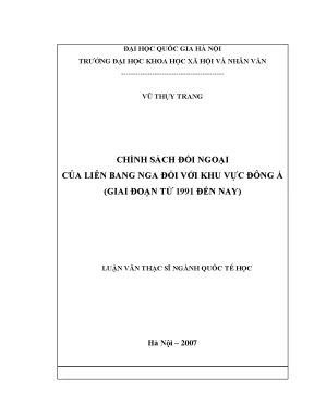 Luận văn: Chính sách đối ngoại Nga với Đông Á (1991-nay)