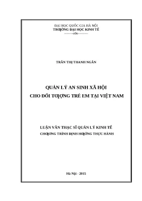 Luận văn: Quản lý an sinh xã hội cho trẻ em Việt Nam
