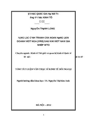 Năng lực cạnh tranh của ngân hàng liên doanh Việt Nga