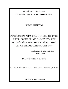 Phân tích yếu tố ảnh hưởng chi trả cổ tức tại HOSE