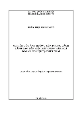 Ảnh hưởng phong cách lãnh đạo đến văn hóa doanh nghiệp