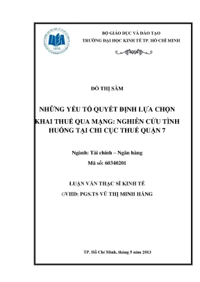 Nghiên cứu các yếu tố quyết định lựa chọn khai thuế qua