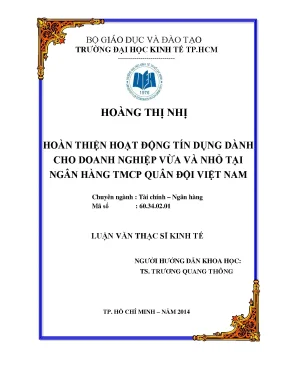 Hoàn thiện tín dụng cho doanh nghiệp vừa và nhỏ tại ngân