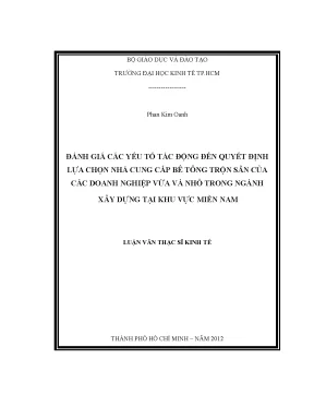 Đánh Giá Yếu Tố Quyết Định Lựa Chọn Nhà Cung Cấp Bê Tông