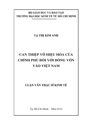 Can Thiệp Vô Hiệu Hóa Của Chính Phủ Đối Với Dòng Vốn Vào