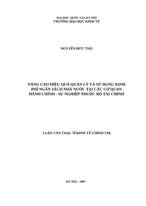 Nâng cao hiệu quả quản lý và sử dụng kinh phí ngân sách
