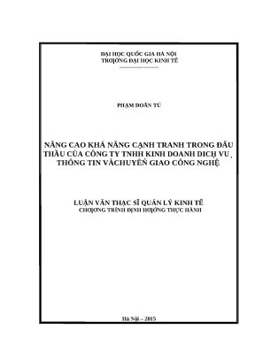 Nâng Cao Khả Năng Cạnh Tranh Trong Đấu Thầu Của Công Ty