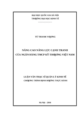 Luận văn: Năng lực cạnh tranh của Techcombank & Giải pháp