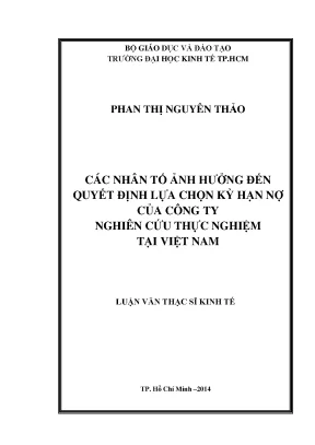 Các yếu tố ảnh hưởng đến quyết định lựa chọn kỳ hạn nợ