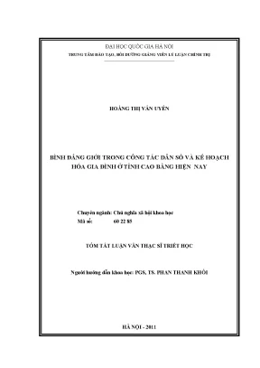 Bình đẳng giới trong công tác dân số tỉnh Cao Bằng
