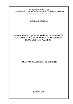 Nâng cao hiệu quả sản xuất kinh doanh của công ty cổ