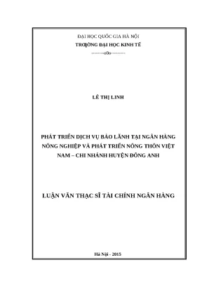 Phát Triển Dịch Vụ Bảo Lãnh Tại Ngân Hàng Nông Nghiệp