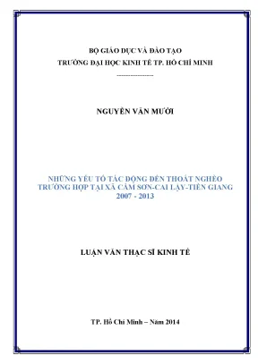 Những Nhân Tố Tác Động Đến Thoát Nghèo Tại Xã Cẩm Sơn,