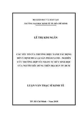 Nghiên cứu tác động của thương hiệu xanh đến ý định mua