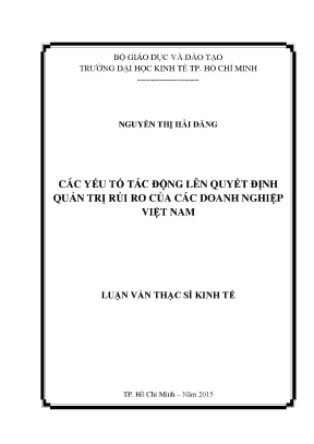 Các yếu tố ảnh hưởng đến quyết định quản trị rủi ro của
