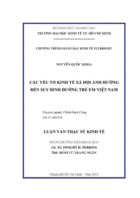 Các yếu tố kinh tế xã hội ảnh hưởng đến suy dinh dưỡng