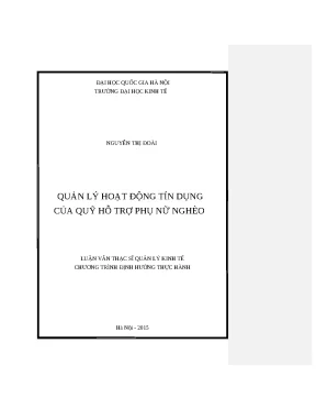 Quản Lý Tín Dụng Quỹ Hỗ Trợ Phụ Nữ Nghèo: Nghiên Cứu và