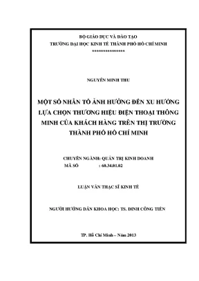 Luận văn: Yếu tố chọn mua thương hiệu điện thoại thông minh