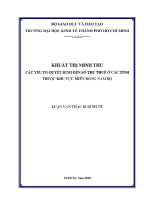 Các yếu tố ảnh hưởng đến số thu thuế ở miền Đông Nam Bộ