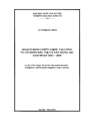 Chiến Lược Phát Triển Công Ty AIC Giai Đoạn 2015-2020