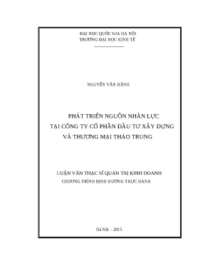 Phát Triển Nguồn Nhân Lực Tại Công Ty Cổ Phần Đầu Tư Xây