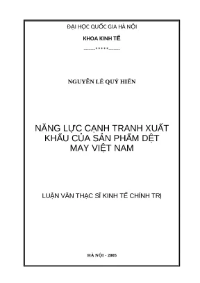 Năng lực cạnh tranh xuất khẩu sản phẩm dệt may Việt Nam