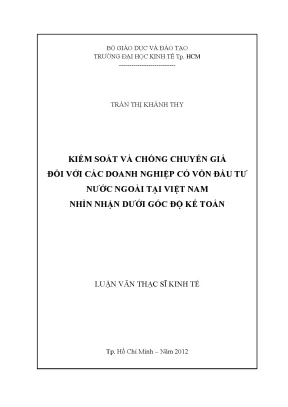 Kiểm Soát và Chống Chuyển Giá Doanh Nghiệp FDI Tại Việt