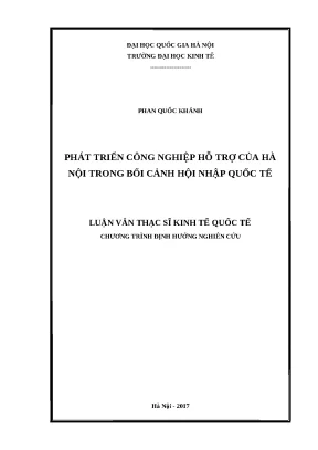 Phát Triển Công Nghiệp Hỗ Trợ Tại Hà Nội Trong Bối Cảnh