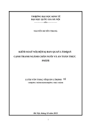Kiểm Soát Nội Bộ Dự Án Chăn Nuôi và An Toàn Thực Phẩm
