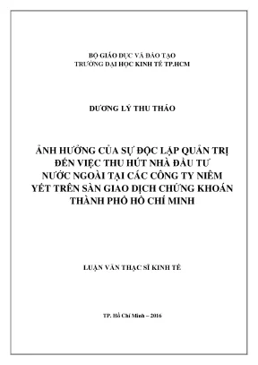 Luận văn UEH: Độc lập quản trị thu hút vốn đầu tư ngoại
