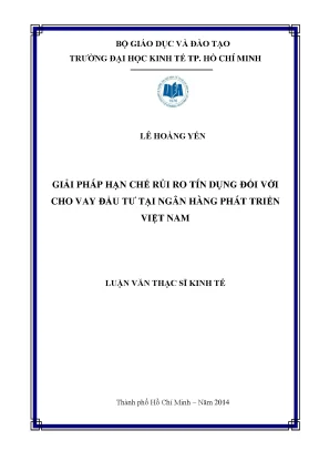 Giải pháp hạn chế rủi ro tín dụng cho vay đầu tư tại VDB